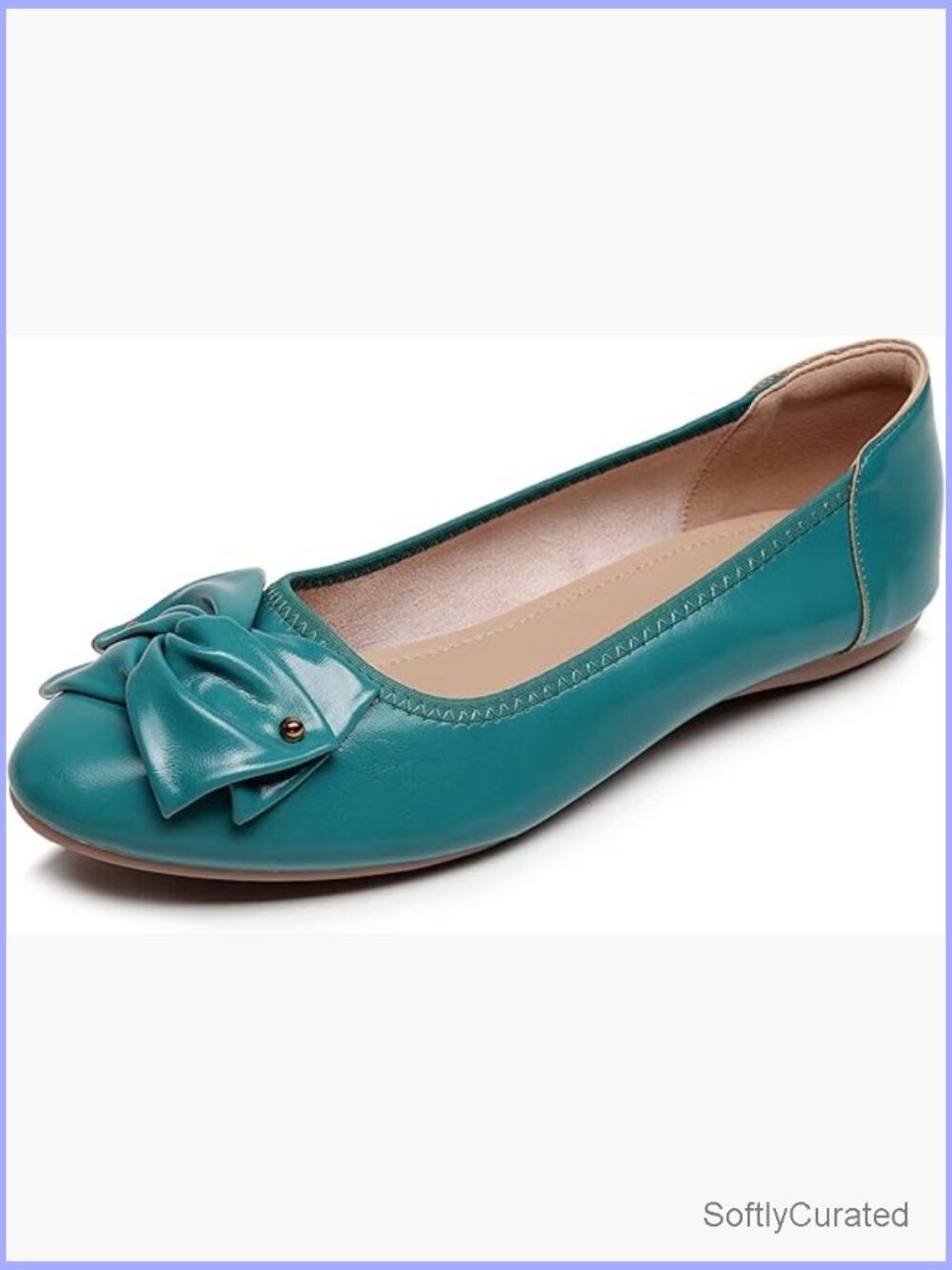 Women's Flats with Bows, Lightweight Slip-On, Padded Insole, Dance Shoes